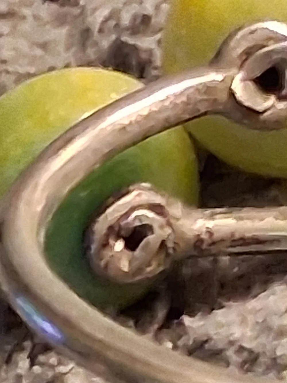 Vintage Silver Ring with Lime Green Glass Accents-Artisan